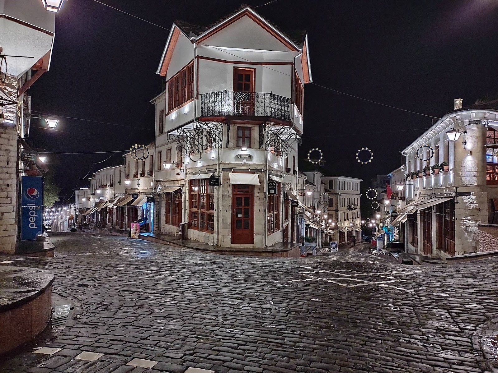 The cobbled Ottoman bazaar street of Gjirokastër, Albania